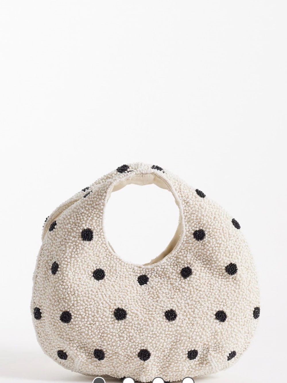 Accessorize Cream Black Polka Dot Beaded Handbag